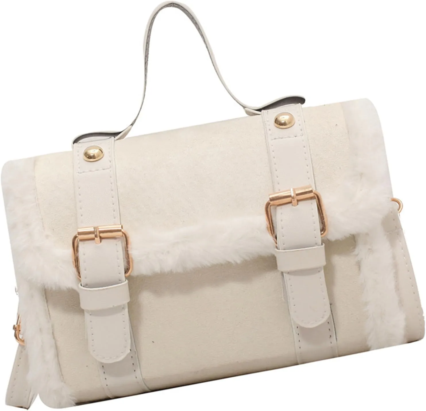 Winter Women's Crossbody Shoulder Bag 2024 Furry Plush Small Square Handbag French Styles for Fashionable Ladies