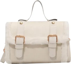 Winter Women's Crossbody Shoulder Bag 2024 Furry Plush Small Square Handbag French Styles for Fashionable Ladies