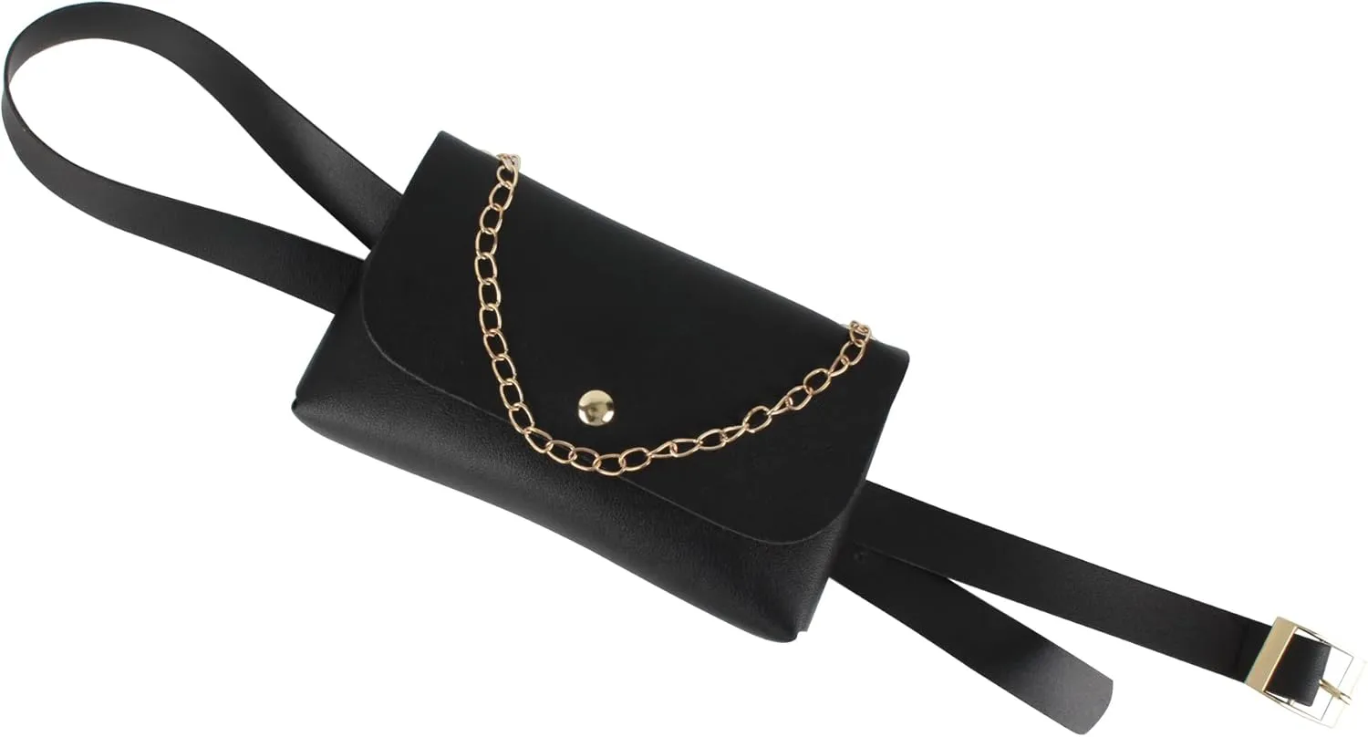 Women Mini Chain Fanny Pack Belt Bag Waist Bag Small Waist Pouch for Travel Workout Running Hiking