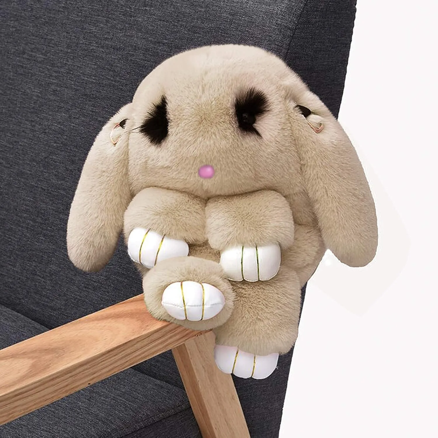 Womens' Plush Cartoon Rabbit Shaped Fluffy Crossbody Faux Fur Bunny Hare Shoulder Bag Knapsack Travel Sling Bag