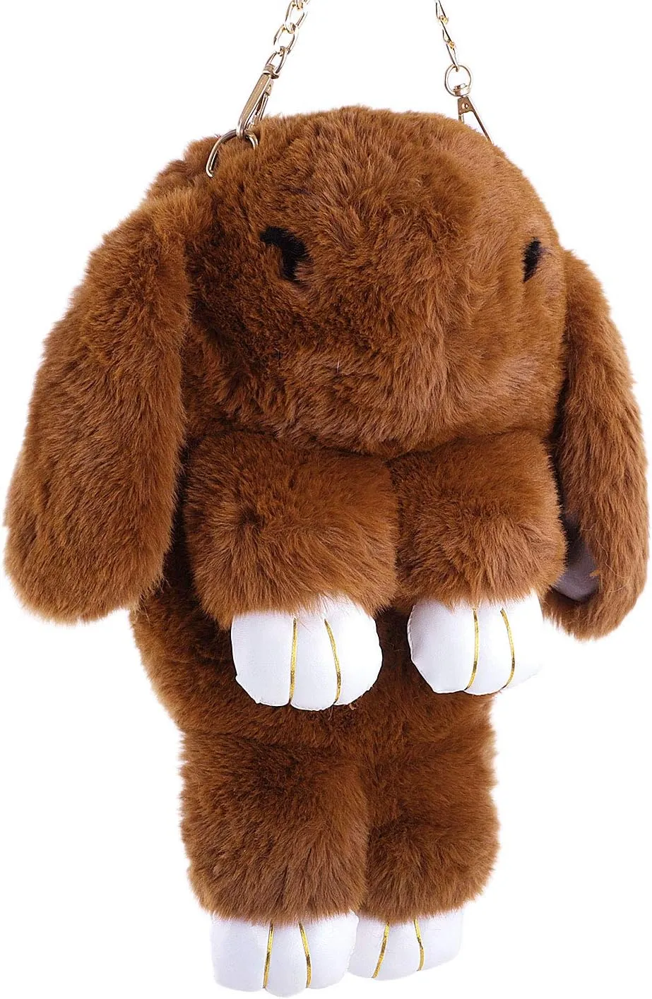 Womens' Plush Cartoon Rabbit Shaped Fluffy Crossbody Faux Fur Bunny Hare Shoulder Bag Knapsack Travel Sling Bag