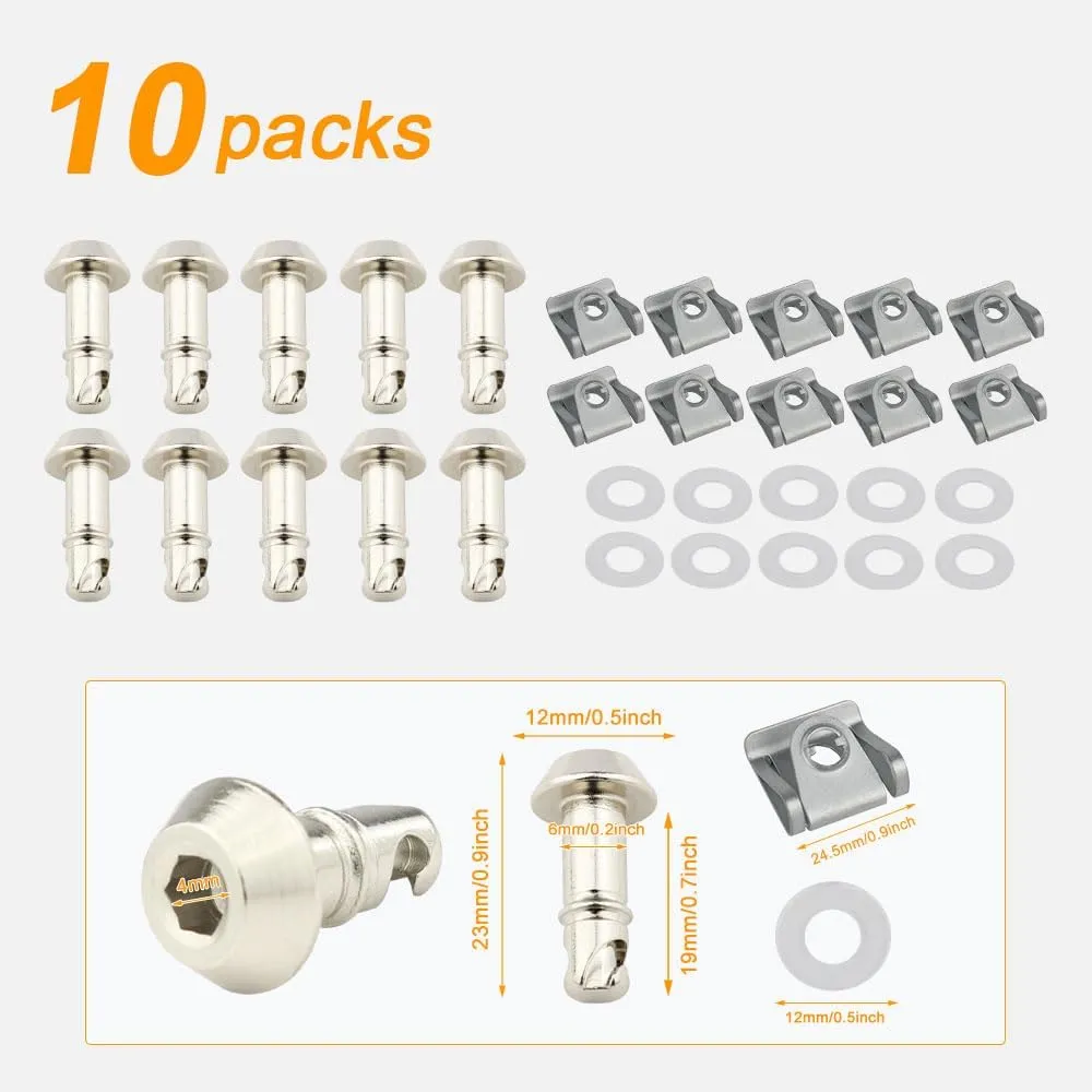 Xitomer 19mm Universal Quick Release Fasteners/Fairing Bolts Studs/Quarter Turn with Clips 1/4 Turn Quick Release Fit for Race Fairings (19mm,Silver)