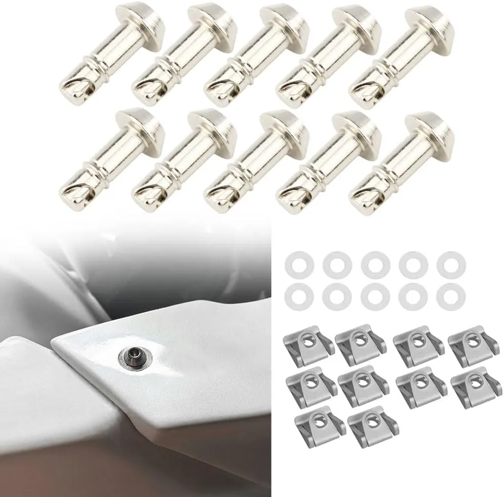 Xitomer 19mm Universal Quick Release Fasteners/Fairing Bolts Studs/Quarter Turn with Clips 1/4 Turn Quick Release Fit for Race Fairings (19mm,Silver)