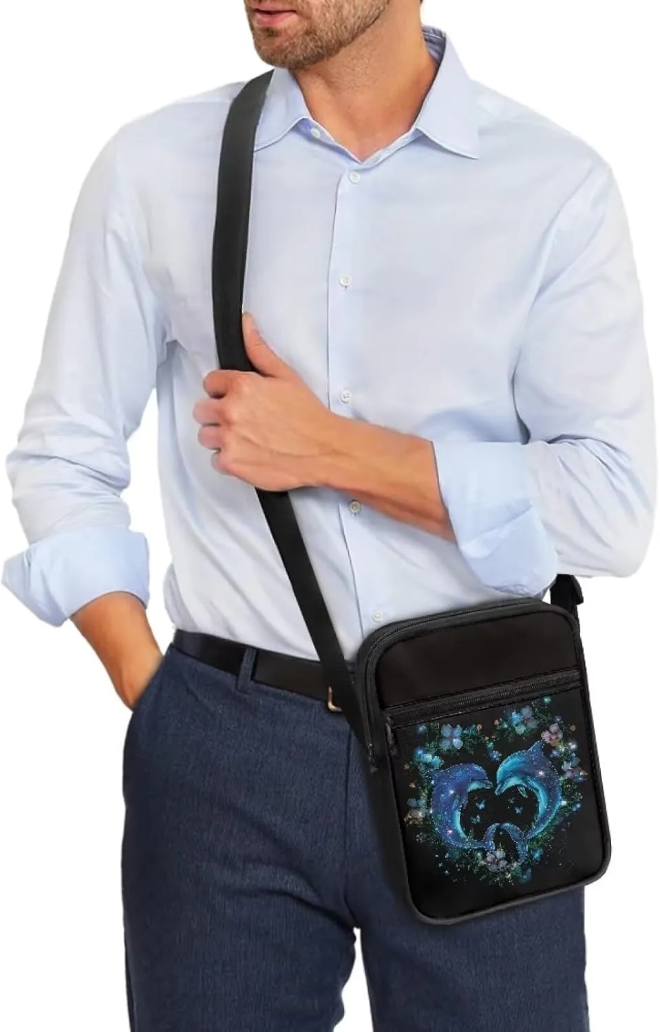 Xoenoiee Small Crossbody Bag Multi-pocket, Unisex Mini Messenger Bag Multi-functional Shoulder Bag for Outing Daily
