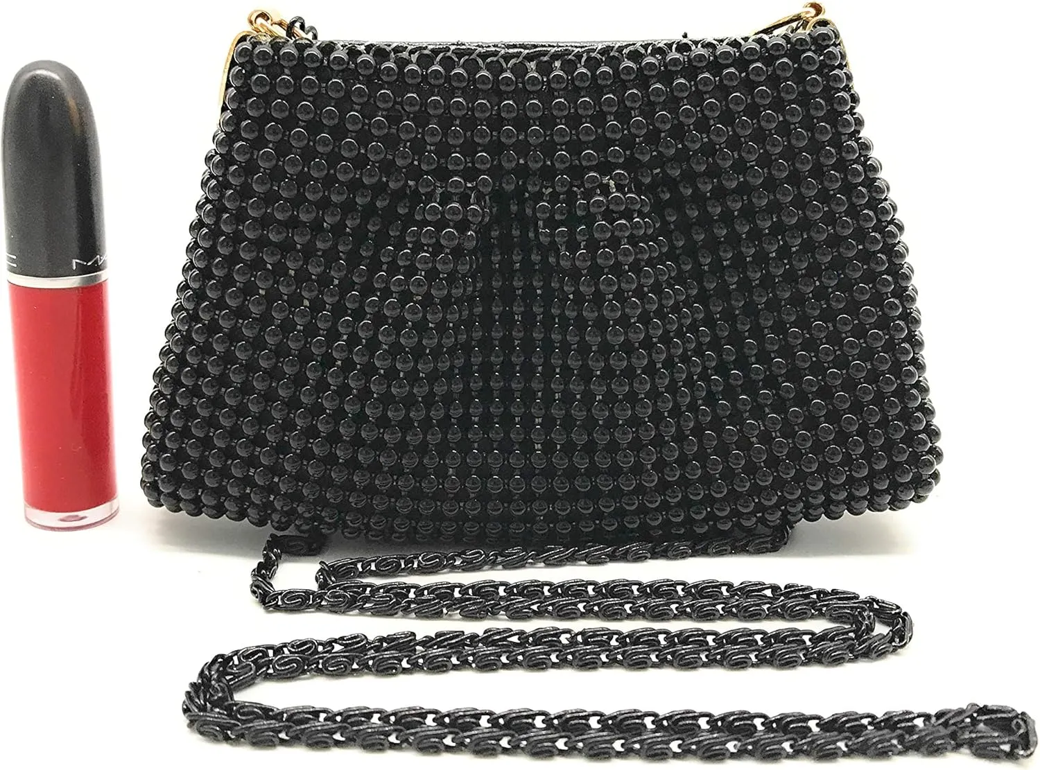 XXX-Small Women Clutch Metal Beaded Mesh Evening Purse