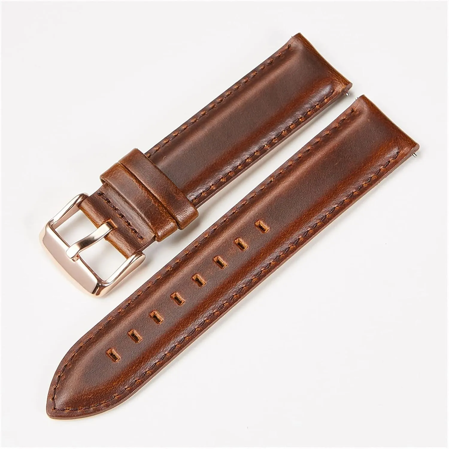 YANGQI yaoqijie Watch Accessories Quick Release Watchbands 18 20 22 Mm Leather Watch Strap Compatible with DW Daniel Wellington Watch Band Lasting (Band Color : Brown Rose Clasp, Band Width : 20mm)