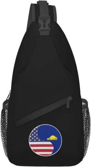 Yin Yang Flag Combination Of America And Oregon Reverse Crossbody Bags For Women Men Chest Backpack Gym Shoulder Bag Travel Outdoor Sports Casual Crossbody Bags