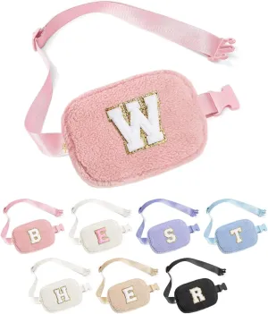 YOOLIFE Initial Sling Bag for Women - Bum Bag Chest Bag for Women Belt Bag Small Crossbody Bags Fanny Packs for Women, Personalized Birthday Gifts for Women, Pink W