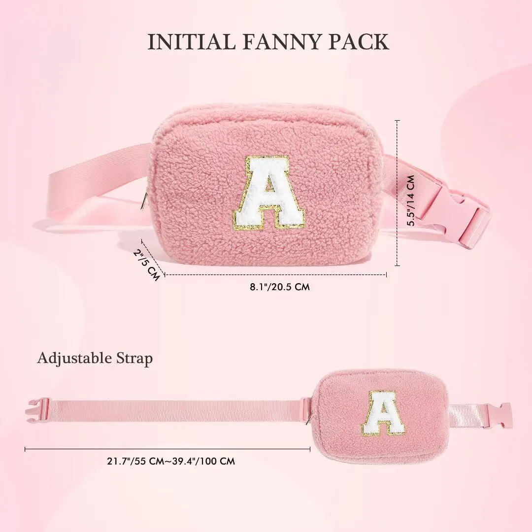 YOOLIFE Initial Sling Bag for Women - Bum Bag Chest Bag for Women Belt Bag Small Crossbody Bags Fanny Packs for Women, Personalized Birthday Gifts for Women, Pink W