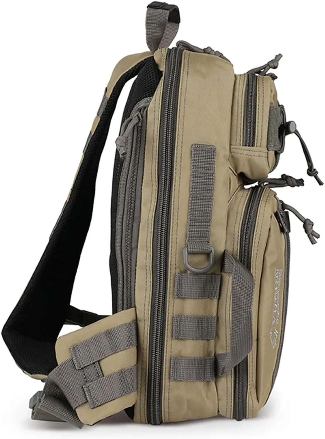 Yukon Outfitters Overwatch Sling Pack - EDC Hiking Outdoor Urban Ergonomic Spacious 20 Liter Tactical One-Shoulder Backpack | Bottle Cinch Pouch Included, Coyote/Foliage