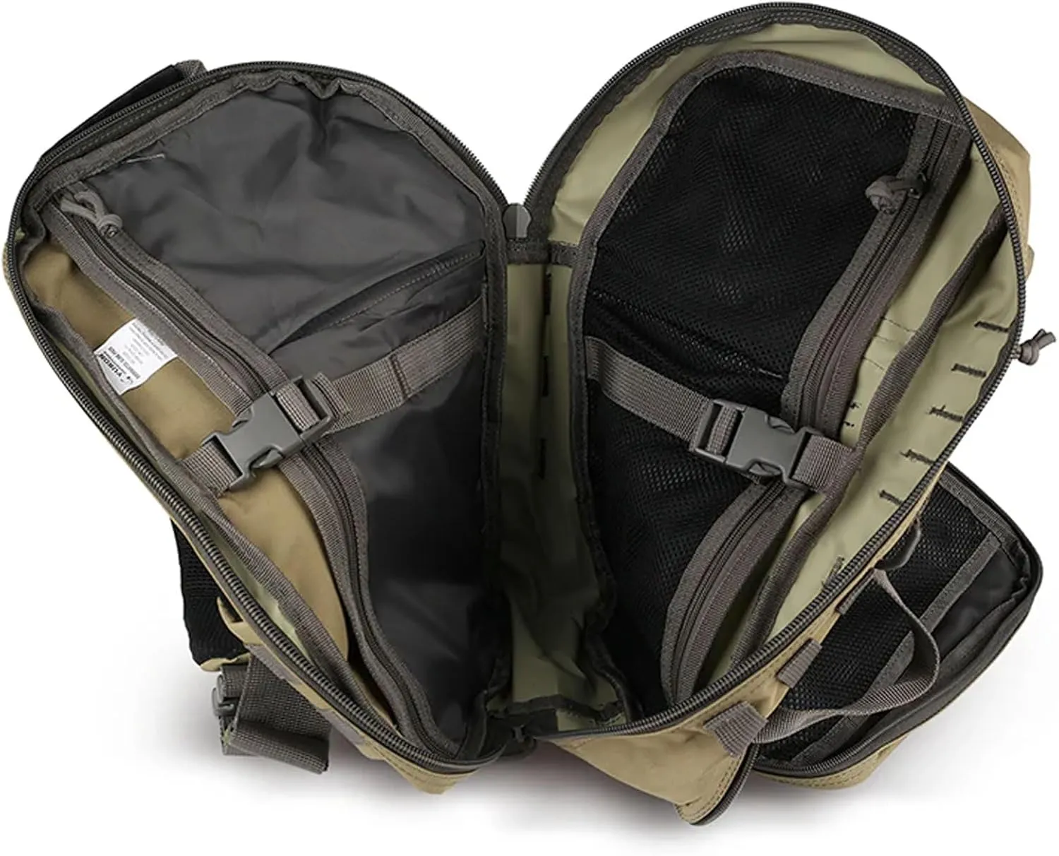 Yukon Outfitters Overwatch Sling Pack - EDC Hiking Outdoor Urban Ergonomic Spacious 20 Liter Tactical One-Shoulder Backpack | Bottle Cinch Pouch Included, Coyote/Foliage