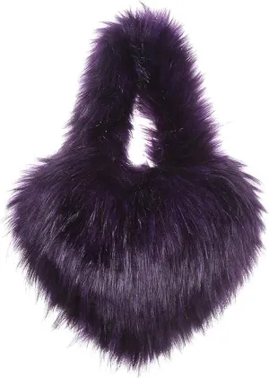 YXCFEWD Furry Heart Shaped Crossbody Bag for Women - Plush Y2K Handbag with Soft Shoulder Strap