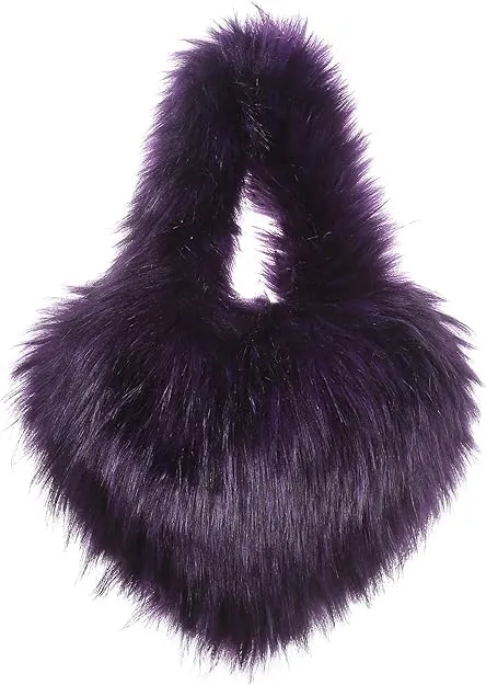 YXCFEWD Furry Heart Shaped Crossbody Bag for Women - Plush Y2K Handbag with Soft Shoulder Strap