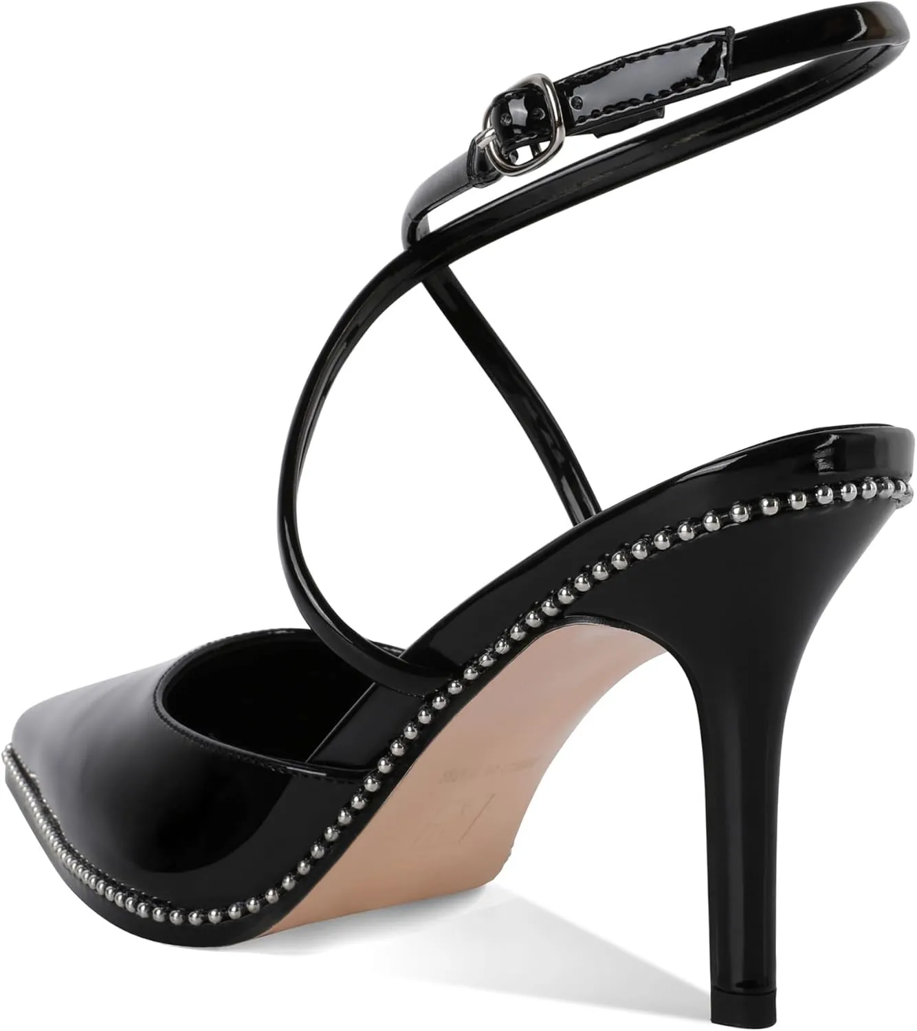 Zamikoo Sling Back High Heels Women Beaded Pointed Toe Crisscross Ankle Strap Stilettos Women Pumps