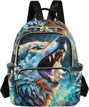 ZAZYXTJ Backpack Purse for Women Quilted Mini Fashion Backpacks Lightweight Travel Casual Backpack (Wolf, M)