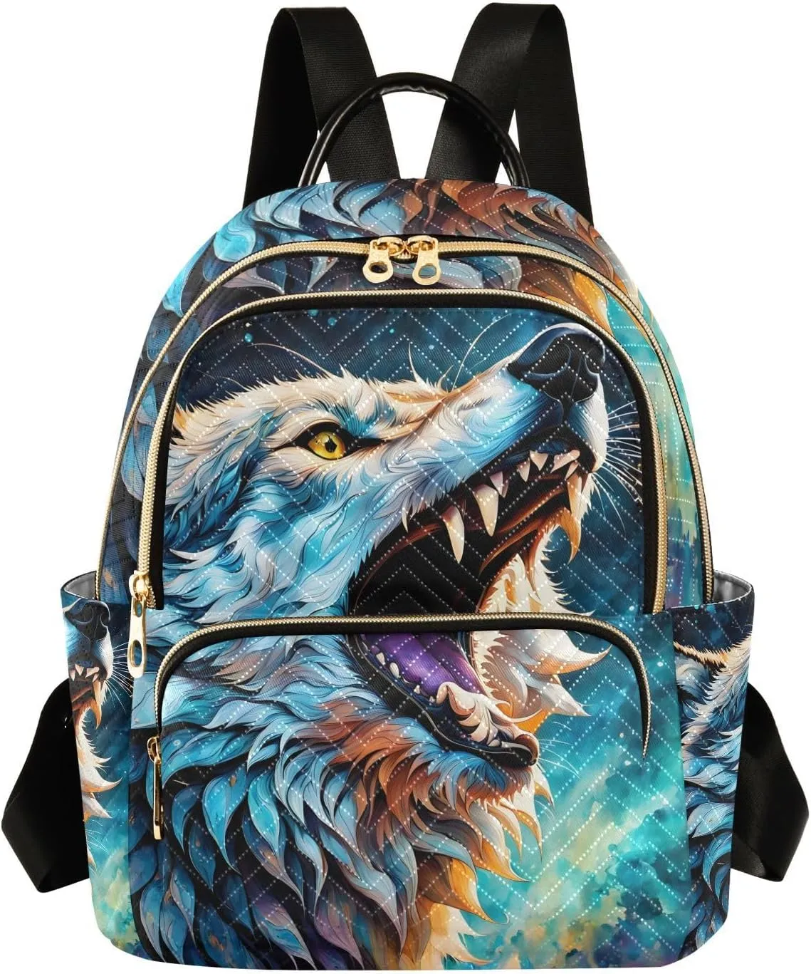ZAZYXTJ Backpack Purse for Women Quilted Mini Fashion Backpacks Lightweight Travel Casual Backpack (Wolf, M)