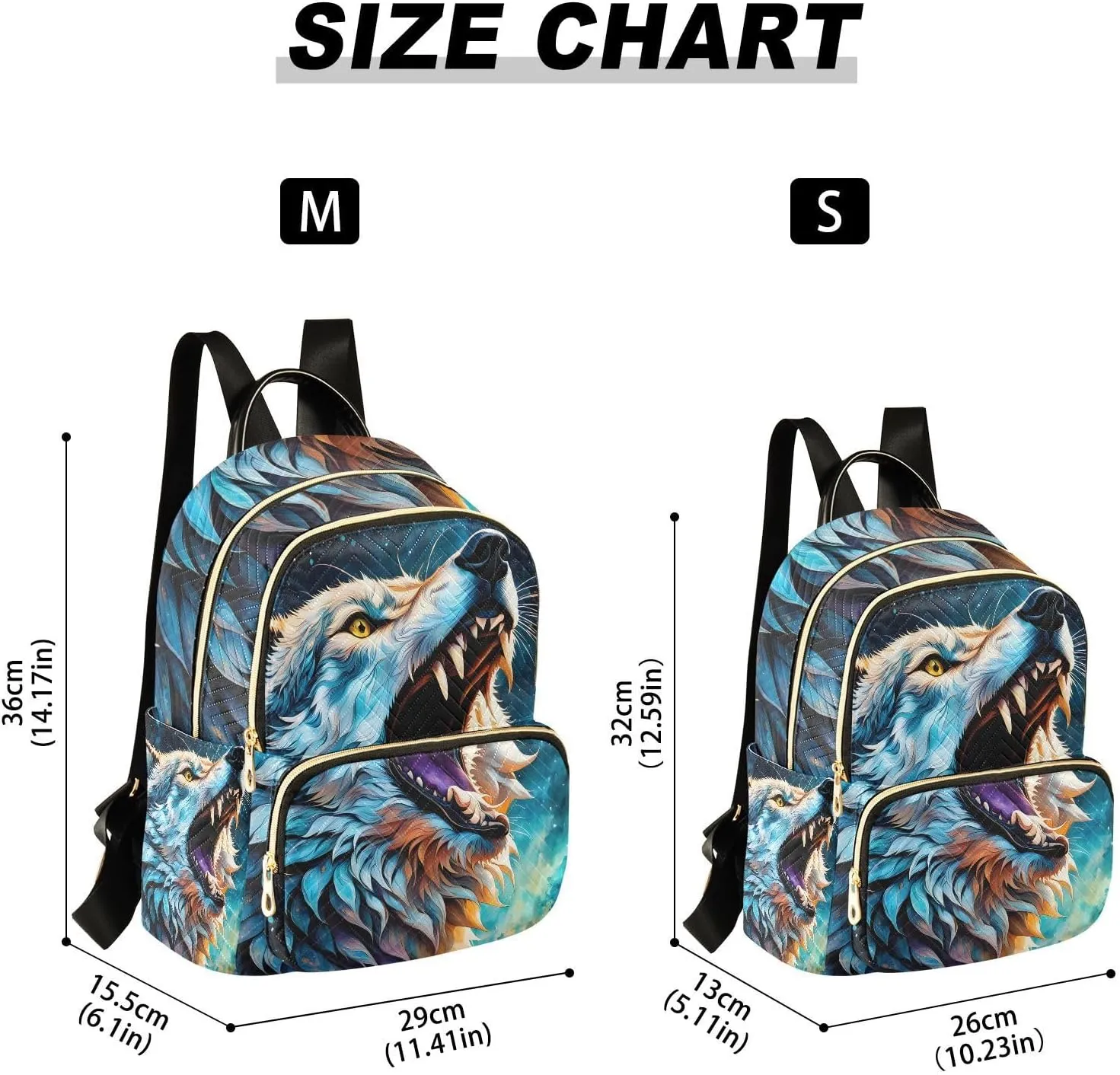 ZAZYXTJ Backpack Purse for Women Quilted Mini Fashion Backpacks Lightweight Travel Casual Backpack (Wolf, M)