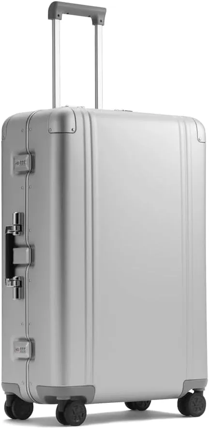 ZERO Halliburton Classic Aluminum 3.0 Large Zipperless Luggage, Hardside Check-in, Four Wheels, Auto-Return Pull Handle, Double Latch Locks- TSA Accepted, Interior Divider, 28-Inch, 88L, Silver