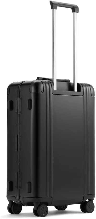 ZERO Halliburton Classic Aluminum 3.0 Medium Zipperless Luggage, Hardside Suitcase with Wheels, Auto-Return Pull Handle, Double Latch Locks- TSA Accepted, Interior Divider, 24-Inch, 59L, Silver