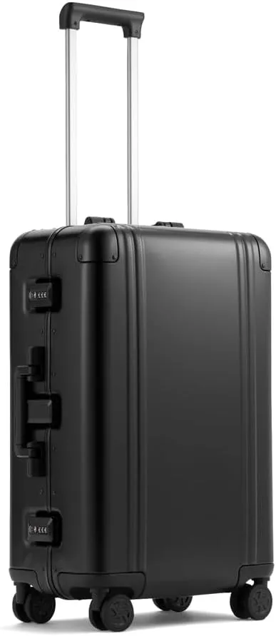 ZERO Halliburton Classic Aluminum 3.0 Medium Zipperless Luggage, Hardside Suitcase with Wheels, Auto-Return Pull Handle, Double Latch Locks- TSA Accepted, Interior Divider, 24-Inch, 59L, Silver