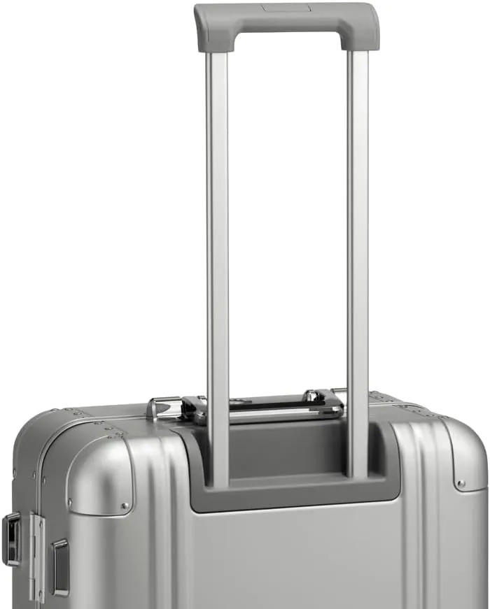 ZERO Halliburton Classic Aluminum 3.0 Medium Zipperless Luggage, Hardside Suitcase with Wheels, Auto-Return Pull Handle, Double Latch Locks- TSA Accepted, Interior Divider, 24-Inch, 59L, Silver