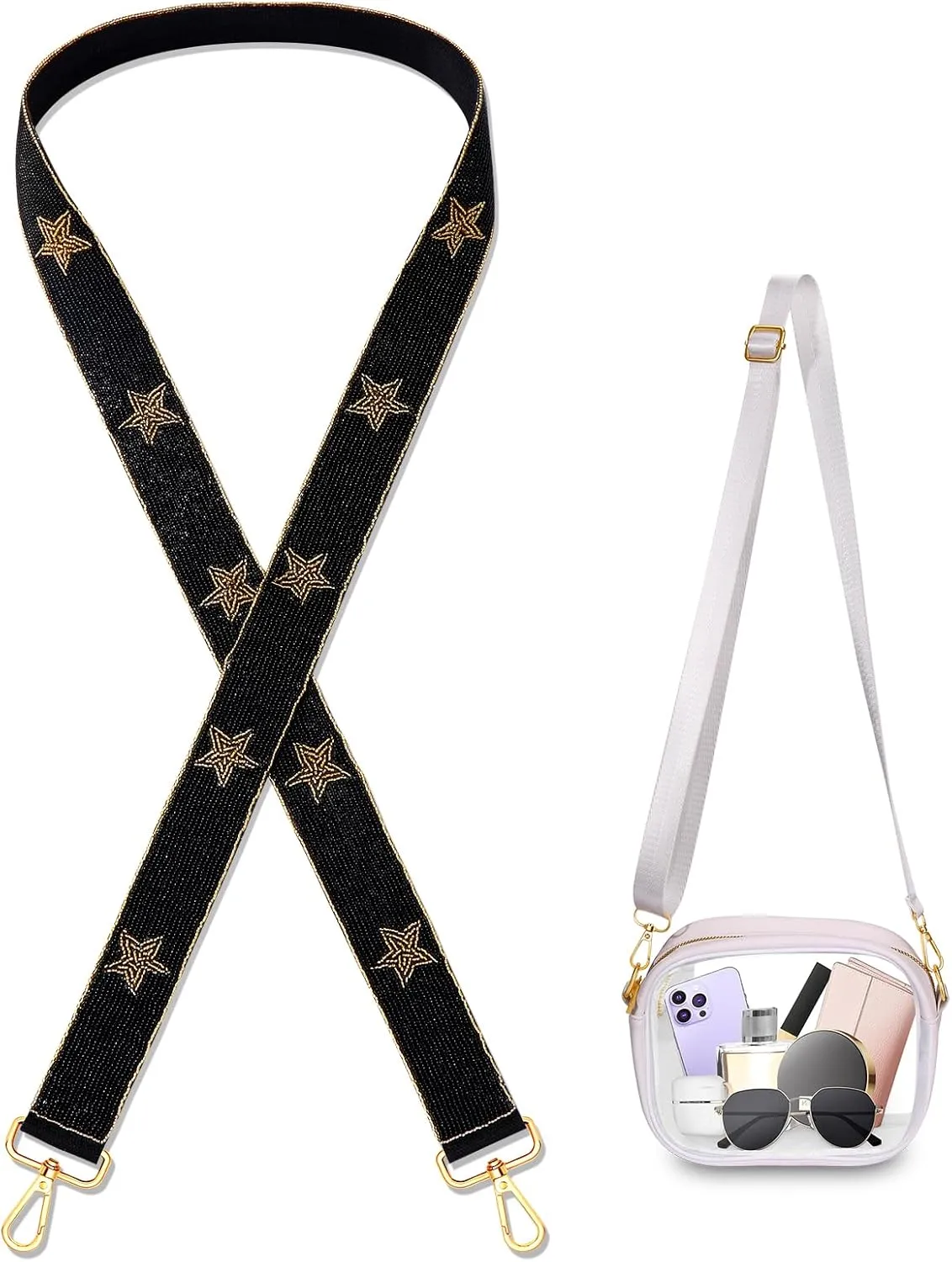 ZOLEAROPY Game Day Beaded Purse Strap Stadium Football University College Star Bag Strap Accessory Game Day Clear Crossbody